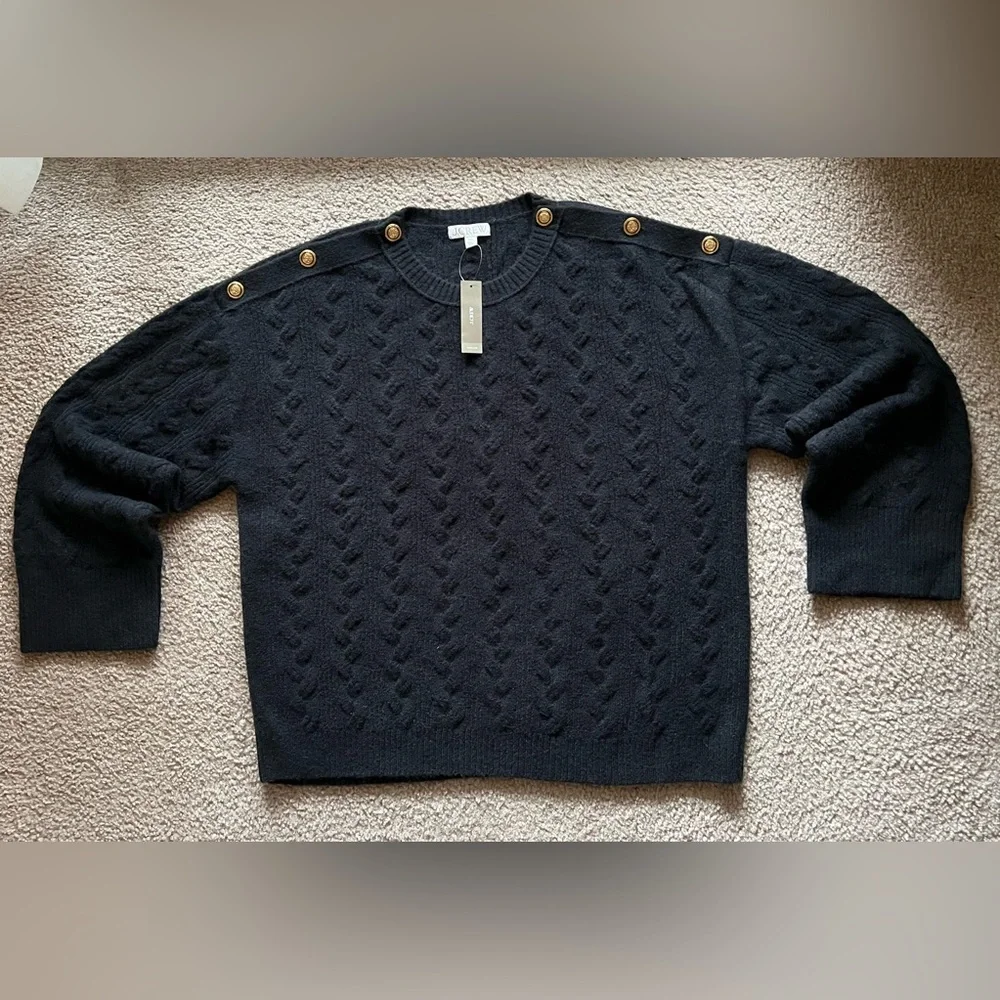 NWT J Crew Cable-knit Sweater Wool Alpaca Blend Buttons in Supersoft Yarn Sz XXL